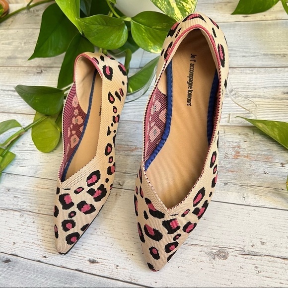 Jet' accompagne toujours Leopard Print Knit Women’s Slip on Flat Shoes Size 7.5 - Picture 4 of 14